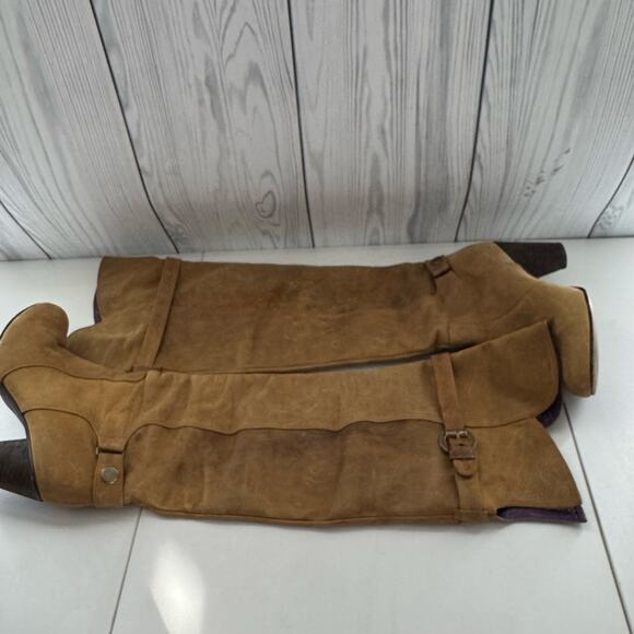 Vintage Jam Piers Over Knee Brown Heeled Leather Suede Boot Columbia 37 (6.5) - Picture 4 of 8